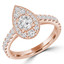 Round Diamond Pear Halo Engagement Ring in Rose Gold with Accents (MVS0307-R)