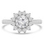 Round Diamond Floral Halo Engagement Ring in White Gold (MVS0308-W)