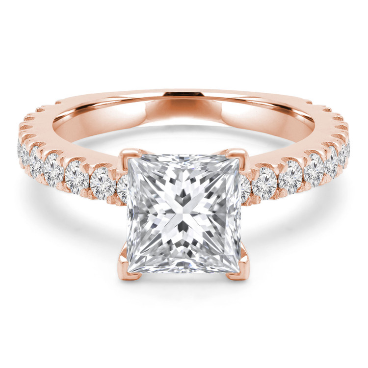 Princess Diamond Solitaire with Accents Engagement Ring in Rose Gold (MVS0309-R)