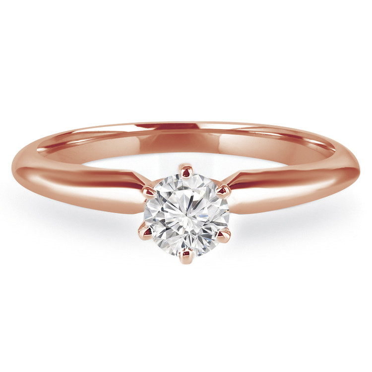 Round Diamond Tappered Knife Edge Solitaire Engagement Ring in Rose Gold (MVSS0003-R)