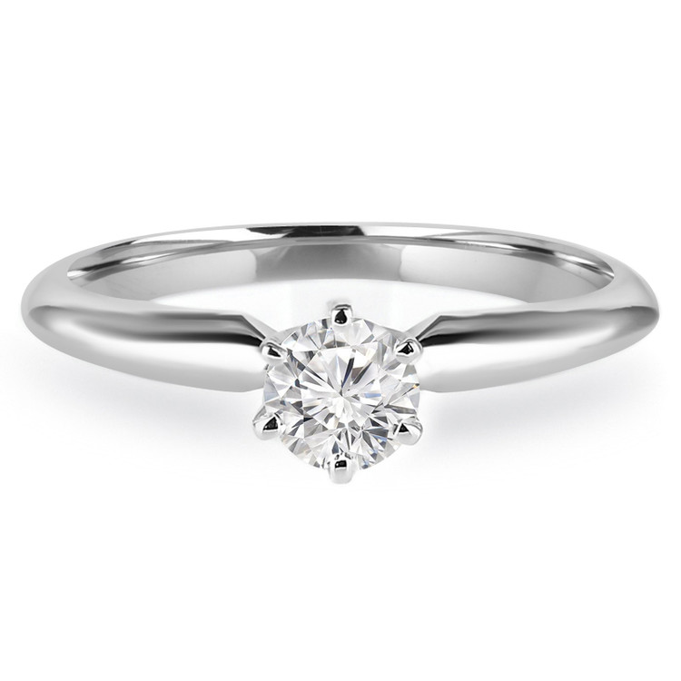 Round Diamond Tappered Knife Edge Solitaire Engagement Ring in White Gold (MVSS0003-W)