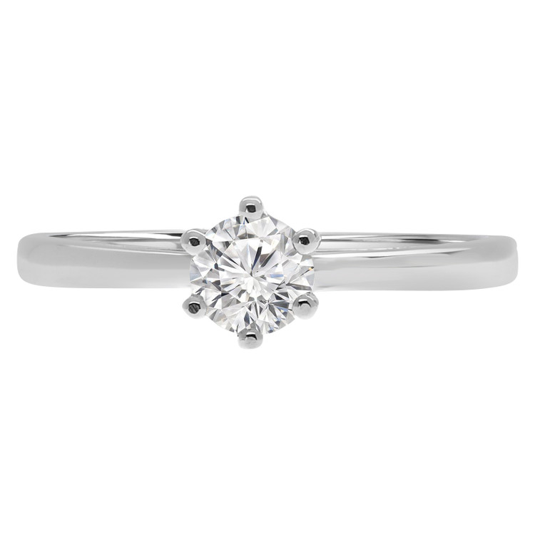 Round Diamond Tappered Solitaire Engagement Ring in White Gold (MVSS0005-W)