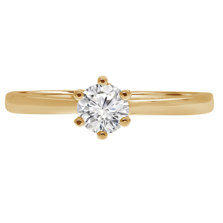 Round Diamond Tappered Solitaire Engagement Ring in Yellow Gold (MVSS0005-Y)