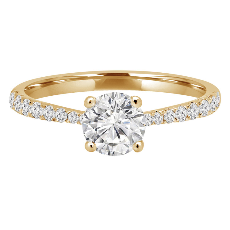 Round Diamond Solitaire with Accents Engagement Ring in Yellow Gold (MVSS0020-Y)