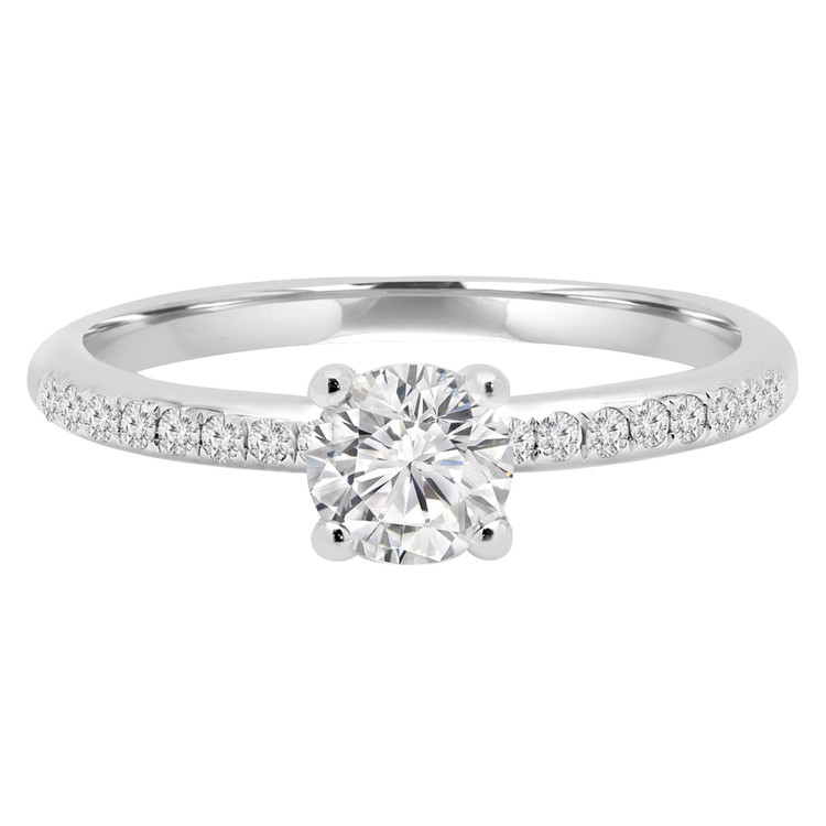 Round Diamond Solitaire with Accents Engagement Ring in White Gold (MVSS0021-W)