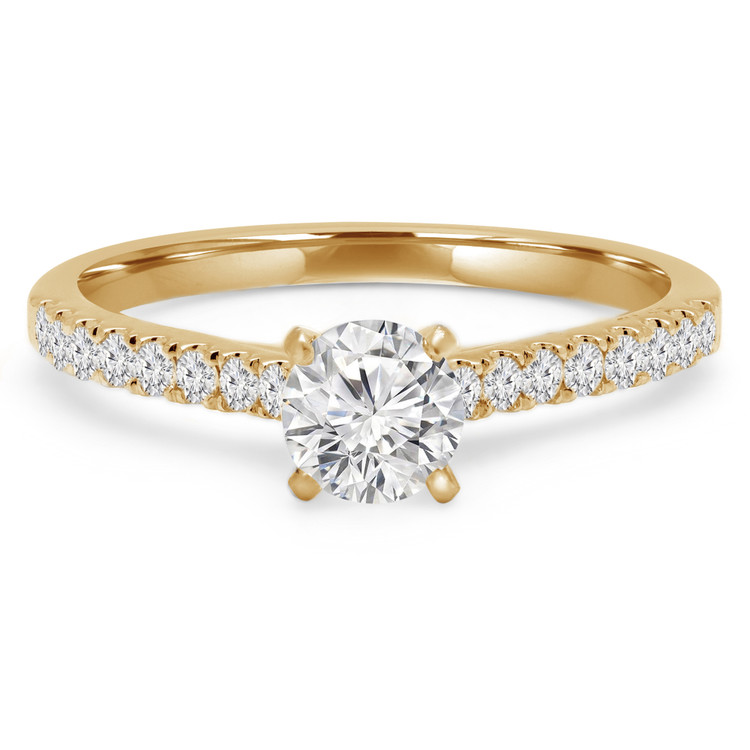 Round Diamond Solitaire with Accents Engagement Ring in Yellow Gold (MVSS0022-Y)