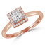 Princess Diamond Square Halo Engagement Ring in Rose Gold (MVSS0024-R)