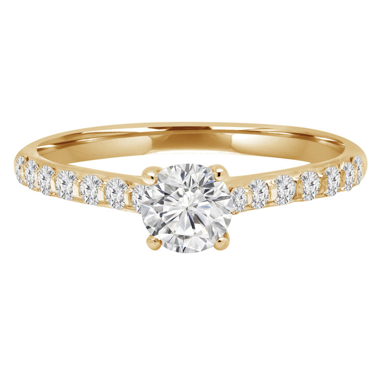 Round Diamond Solitaire with Accents Engagement Ring in Yellow Gold (MVSS0025-Y)