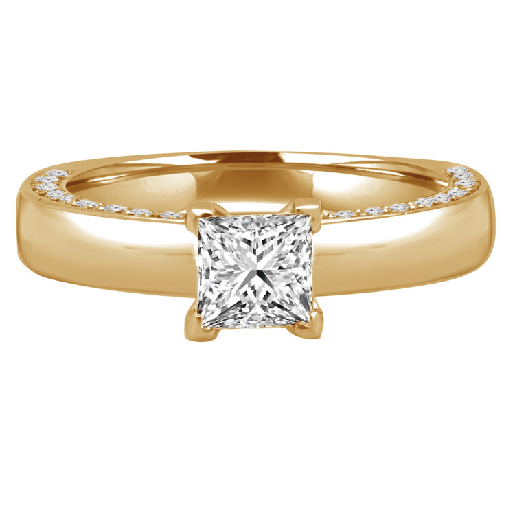 Princess Diamond Solitaire with Accents Engagement Ring in Yellow Gold (MVSS0027-Y)
