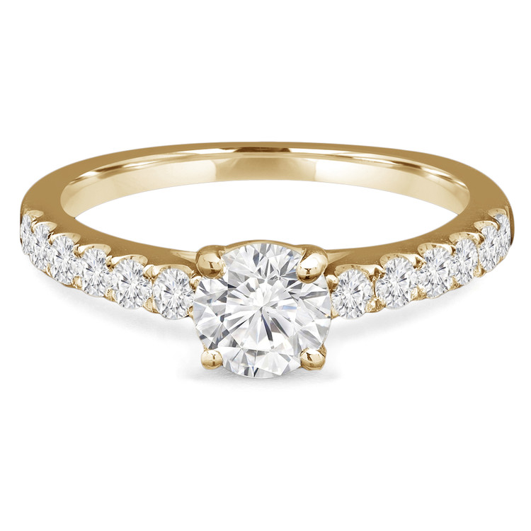 Round Diamond Solitaire with Accents Engagement Ring in Yellow Gold (MVSS0032-Y)