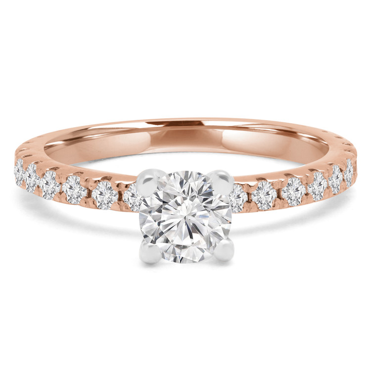 Round Diamond Solitaire with Accents Engagement Ring in Rose Gold (MVSS0034-R)