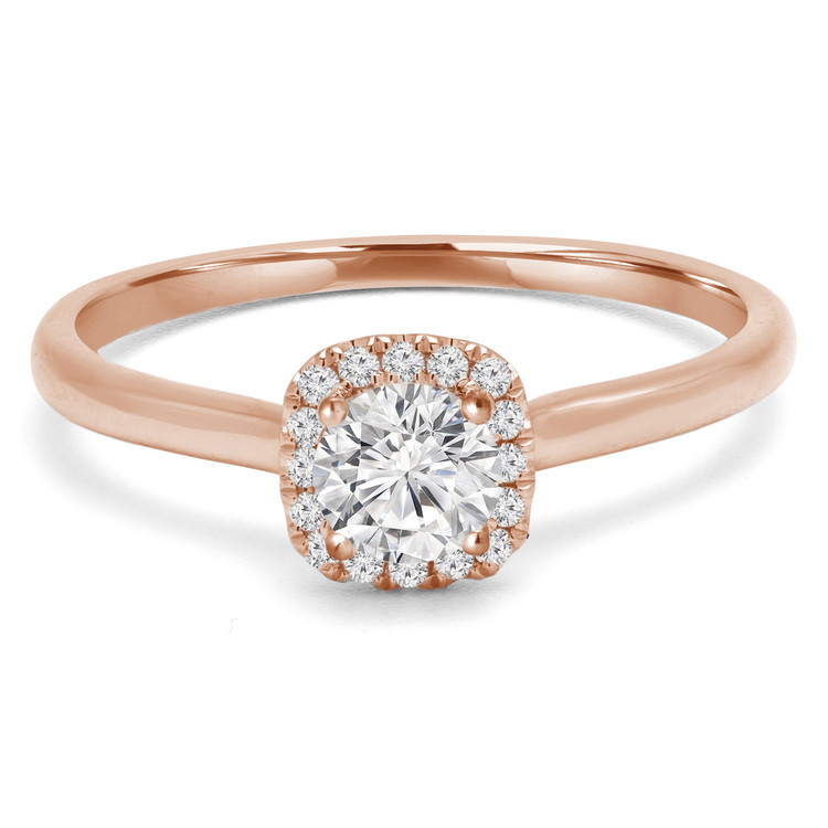 Round Diamond Cushion Halo Engagement Ring in Rose Gold (MVSS0037-R)