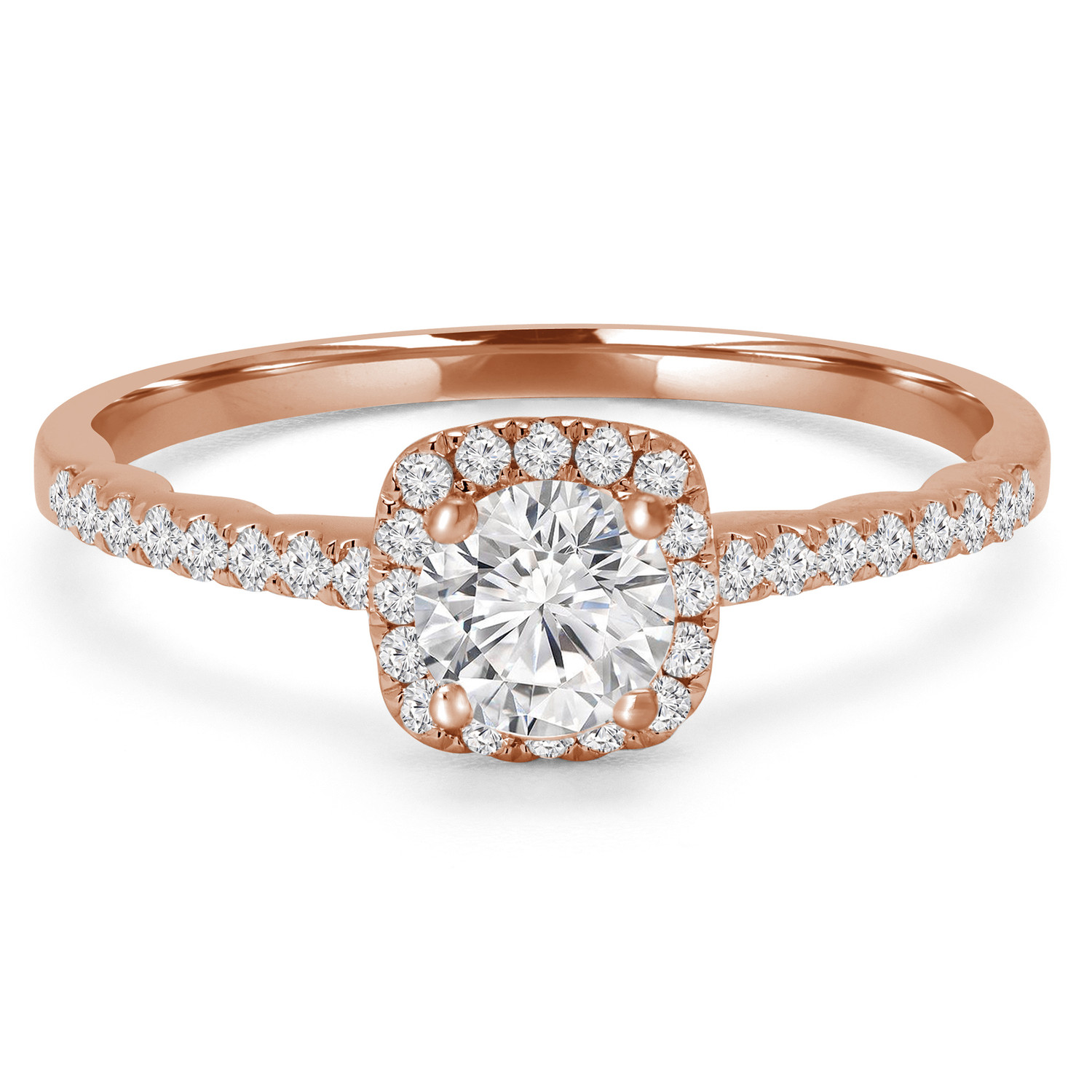 Round Diamond Cushion Halo Engagement Ring in Rose Gold (MVSS0039-R)