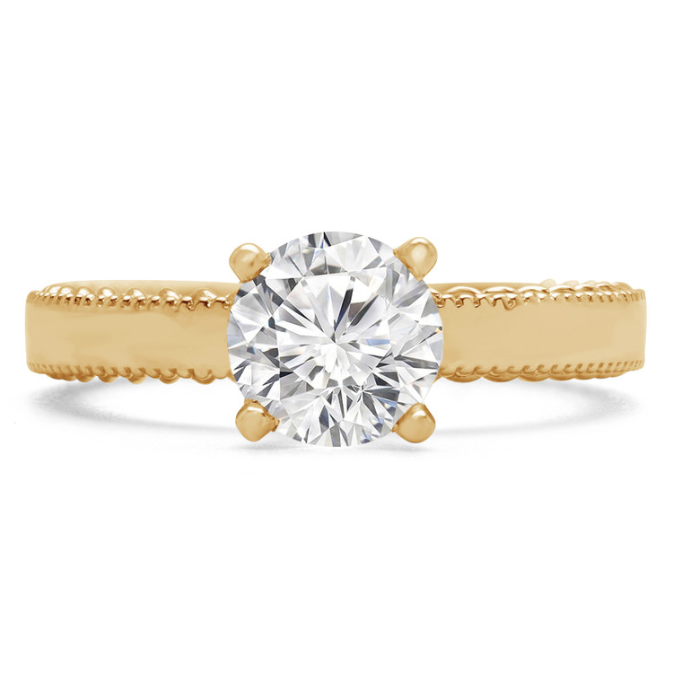 Round Diamond Vintage Solitaire Engagement Ring in Yellow Gold (MVSS0040-Y)