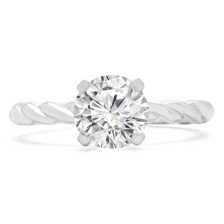 Round Diamond Twisted Solitaire Engagement Ring in White Gold (MVSS0043-W)
