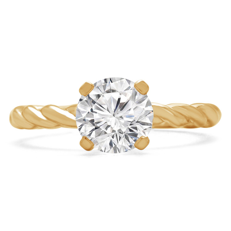 Round Diamond Twisted Solitaire Engagement Ring in Yellow Gold (MVSS0043-Y)