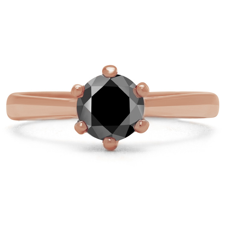 Round Black Diamond Solitaire Engagement Ring in Rose Gold (MVSB0001-R)