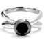 Round Black Diamond Twisted Solitaire Engagement Ring in White Gold (MVSB0003-W)