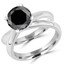 Round Black Diamond Twisted Solitaire Engagement Ring in White Gold (MVSB0003-W)