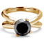 Round Black Diamond Twisted Solitaire Engagement Ring in Yellow Gold (MVSB0003-Y)