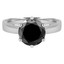 Round Black Diamond 6-Prong Solitaire Engagement Ring in White Gold (MVSB0004-W)