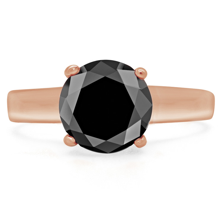 Round Black Diamond Solitaire Engagement Ring in Rose Gold (MVSB0005-R)
