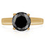 Round Black Diamond Solitaire Engagement Ring in Yellow Gold (MVSB0005-Y)