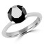 Round Black Diamond Solitaire Engagement Ring in White Gold (MVSB0006-W)