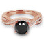 Round Black Diamond Twisted Solitaire with Accents Engagement Ring in Rose Gold (MVSB0009-R)