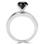 Round Black Diamond Twisted Solitaire with Accents Engagement Ring in White Gold (MVSB0009-W)