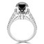 Round Black Diamond Split Shank Cushion Halo Engagement Ring in White Gold with Accents (MVSB0010-W)