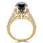 Round Black Diamond Split Shank Cushion Halo Engagement Ring in Yellow Gold with Accents (MVSB0010-Y)