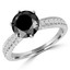 Round Black Diamond Solitaire with Accents Engagement Ring in White Gold with Accents (MVSB0011-W)