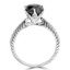 Round Black Diamond Solitaire with Accents Engagement Ring in White Gold with Accents (MVSB0011-W)