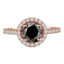 Round Black Diamond Round Halo Engagement Ring in Rose Gold with Accents (MVSB0012-R)
