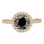 Round Black Diamond Round Halo Engagement Ring in Yellow Gold with Accents (MVSB0012-Y)