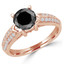 Round Black Diamond Solitaire with Accents Engagement Ring in Rose Gold (MVSB0014-R)