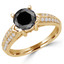 Round Black Diamond Solitaire with Accents Engagement Ring in Yellow Gold (MVSB0014-Y)