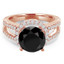 Round Black Diamond Round Halo Engagement Ring in Rose Gold with Accents (MVSB0015-R)