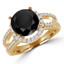 Round Black Diamond Round Halo Engagement Ring in Yellow Gold with Accents (MVSB0015-Y)