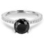 Round Black Diamond Solitaire with Accents Engagement Ring in White Gold with Accents (MVSB0016-W)