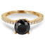 Round Black Diamond Solitaire with Accents Engagement Ring in Yellow Gold with Accents (MVSB0016-Y)