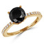 Round Black Diamond Solitaire with Accents Engagement Ring in Yellow Gold with Accents (MVSB0016-Y)
