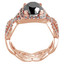 Round Black Diamond Twisted Cushion Halo Engagement Ring in Rose Gold with Accents (MVSB0018-R)