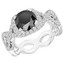 Round Black Diamond Twisted Cushion Halo Engagement Ring in White Gold with Accents (MVSB0018-W)