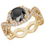 Round Black Diamond Twisted Cushion Halo Engagement Ring in Yellow Gold with Accents (MVSB0018-Y)