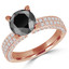 Round Black Diamond Two Row Solitaire with Accents Engagement Ring in Rose Gold with Accents (MVSB0019-R)