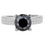 Round Black Diamond Two Row Solitaire with Accents Engagement Ring in White Gold with Accents (MVSB0019-W)