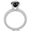 Round Black Diamond Two Row Solitaire with Accents Engagement Ring in White Gold with Accents (MVSB0019-W)