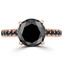 Round Black Diamond Solitaire with Accents Engagement Ring in Rose Gold with Black Accents (MVSB0021-R)